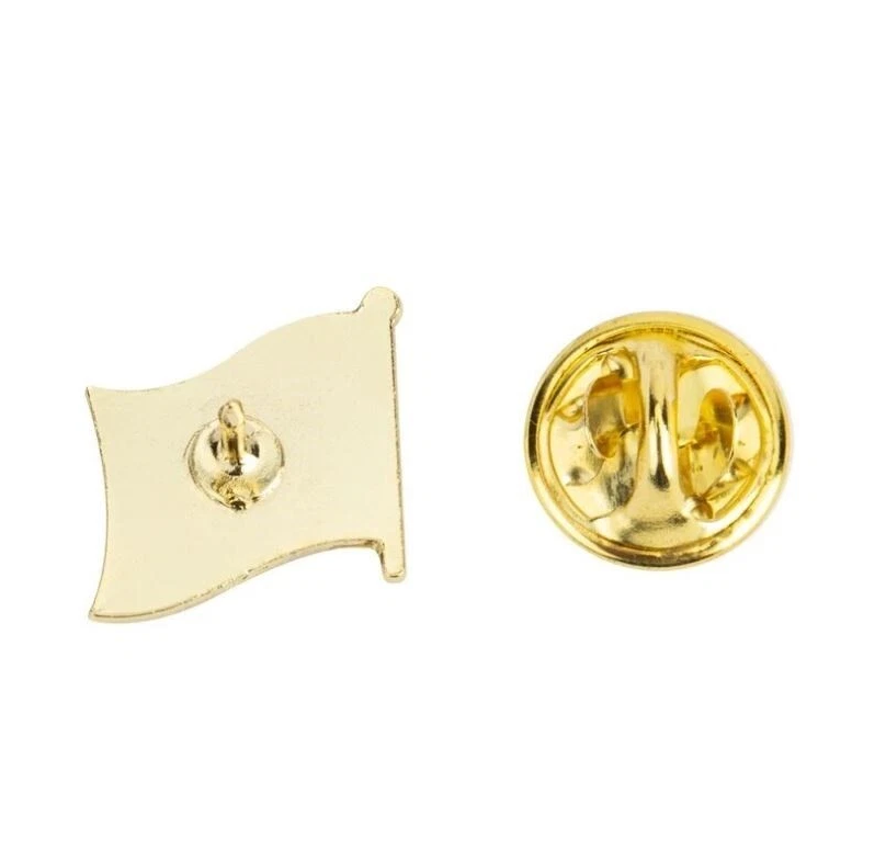 Ukraine Flaggen-Pin mit Staatswappen – Anstecknadel Tryzub Wappen Gold-Optik