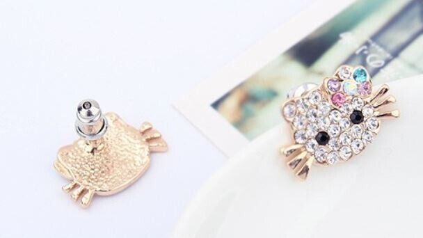 süße Ohrringe Katze Schmuck Ohrstecker Gold plattiert (vergoldet)