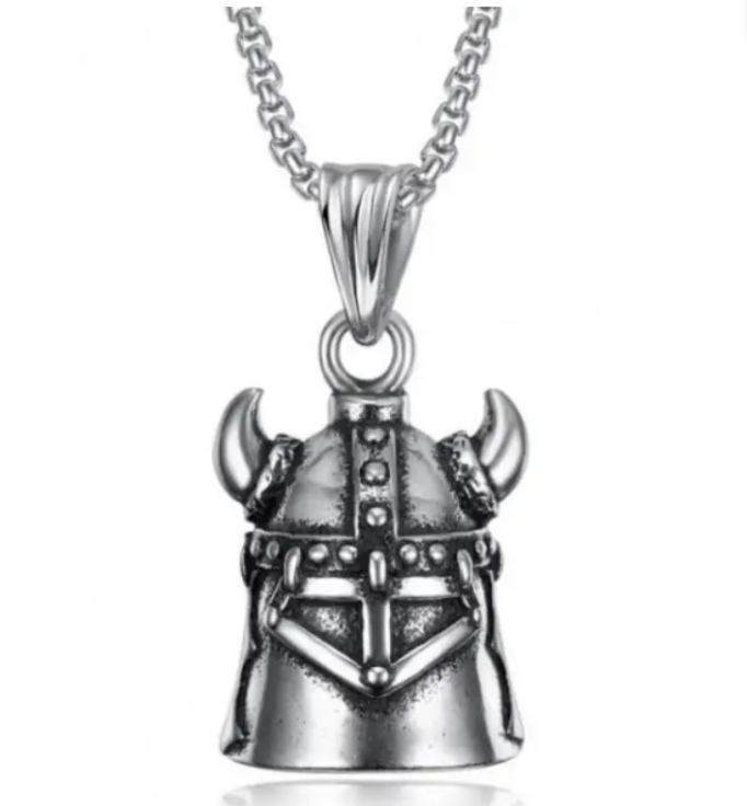 Biker Bell Glocke Metall Anhänger Motorrad Wikinger Hut Glücksbringer MC
