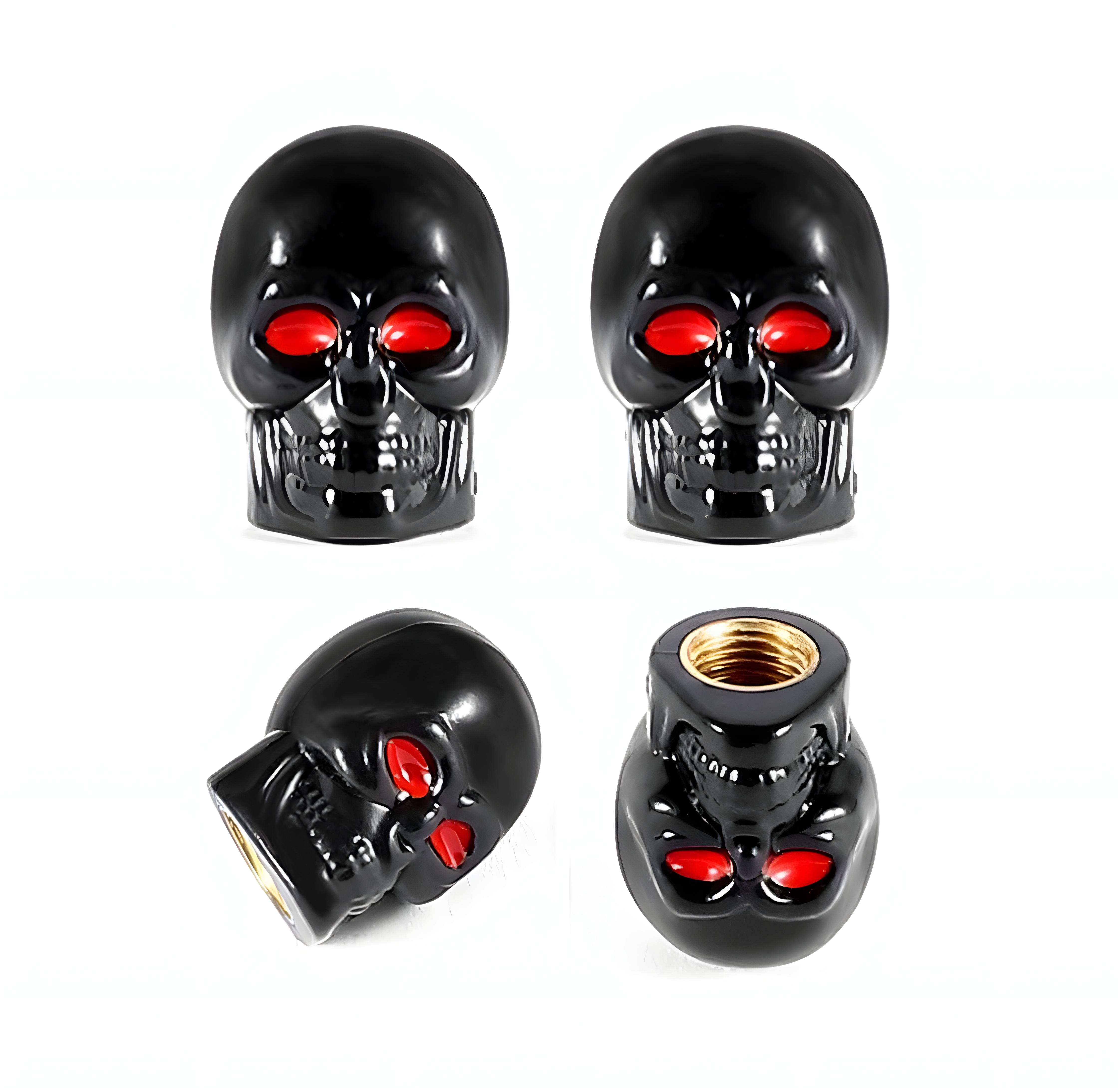 4x Ventilkappen „Dark Rider Skull“ – für Auto, Fahrrad & Motorrad