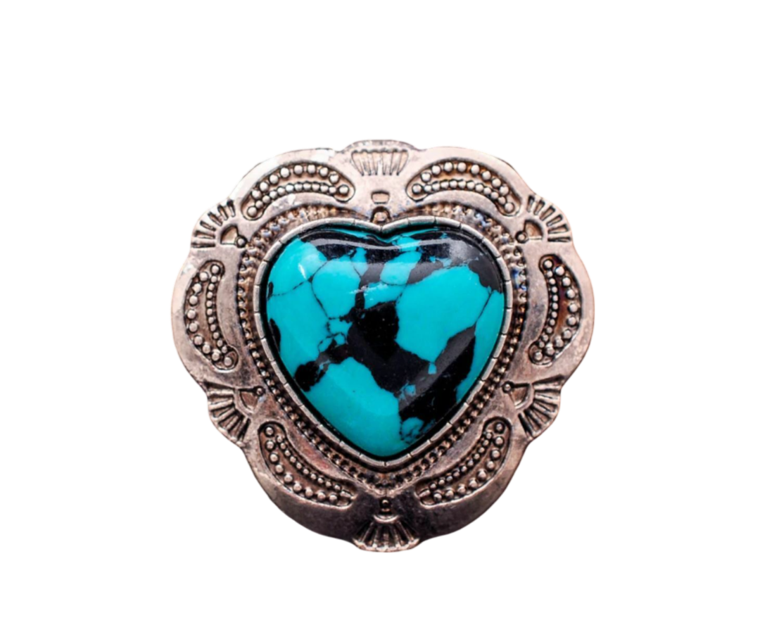 Herz 30 mm Western Concho zum Schrauben türkis