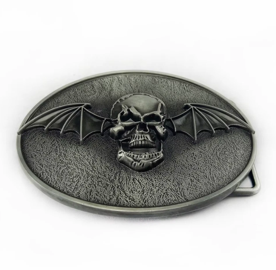 Gürtelschnalle Geflügelter Totenkopf für Gürtel bis 4 cm Breite