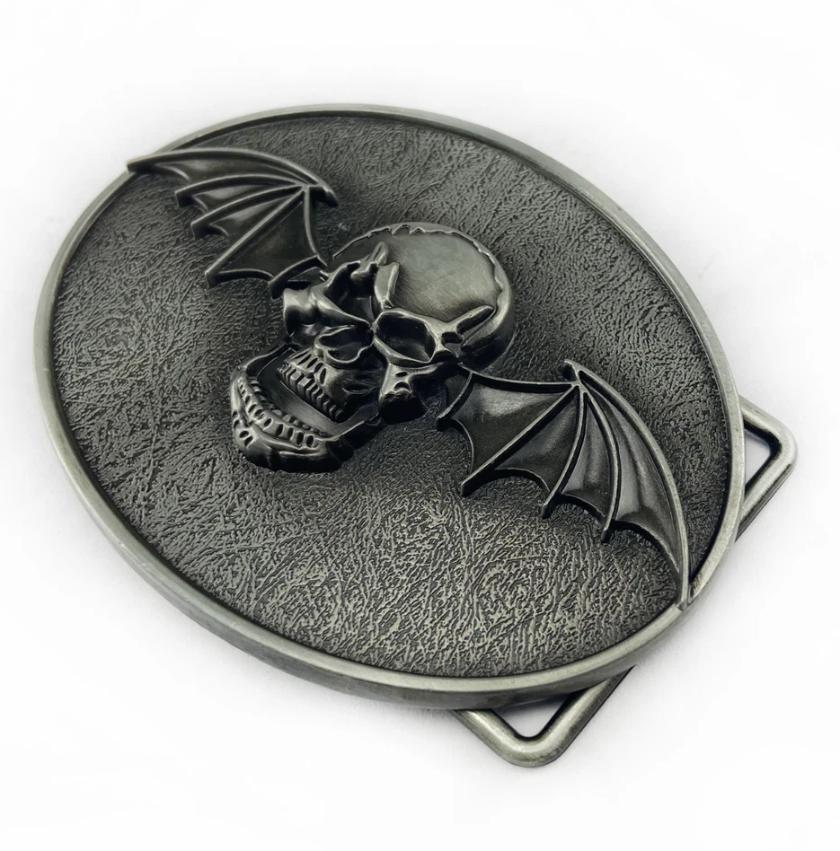 Gürtelschnalle Geflügelter Totenkopf für Gürtel bis 4 cm Breite