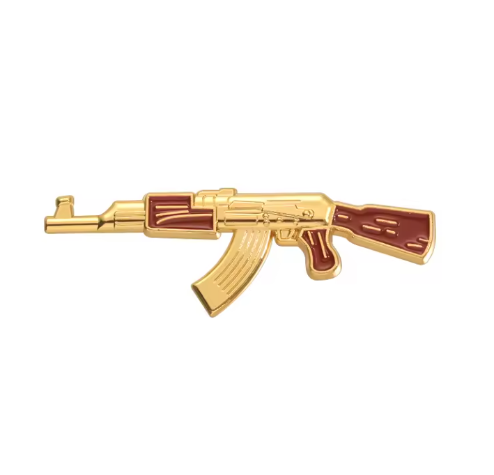 AK-47 Sturmgewehr Anstecker Gold-Optik