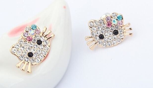 süße Ohrringe Katze Schmuck Ohrstecker Gold plattiert (vergoldet)