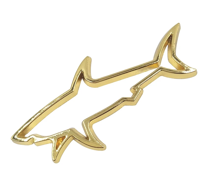 3D Metall Emblem „Golden Shark“ – Auto Aufkleber Logo Tuning