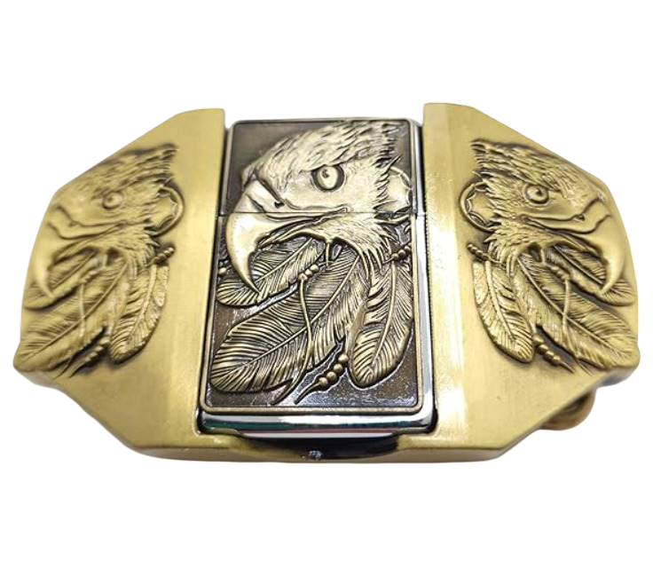 Gürtelschnalle Adler mit Feuerzeug Set für Gürtel bis 4 cm Breite