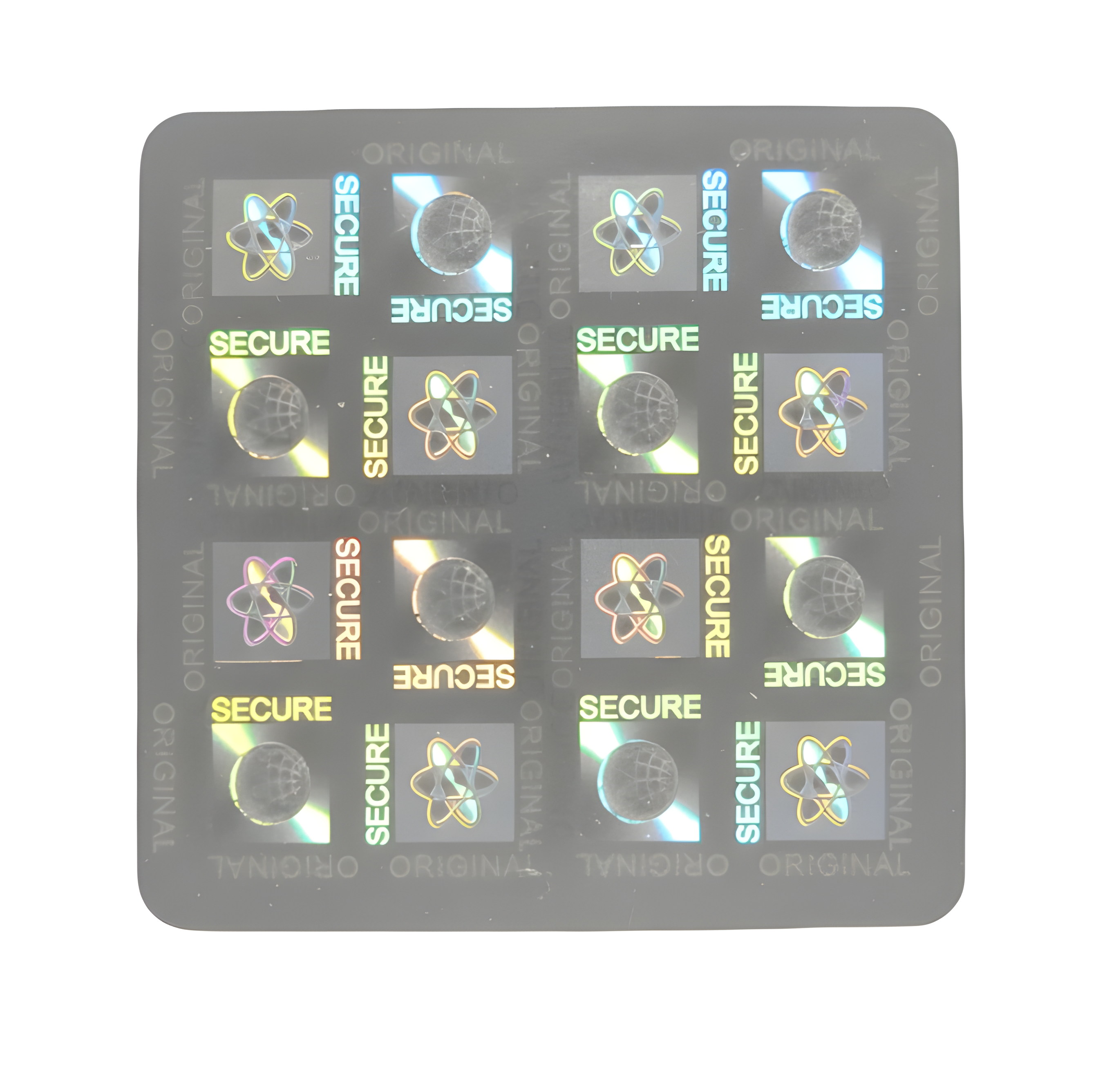 "Secure" 3D Hologramm Sicherheitssiegel 25 x 25 mm Sticker Silber