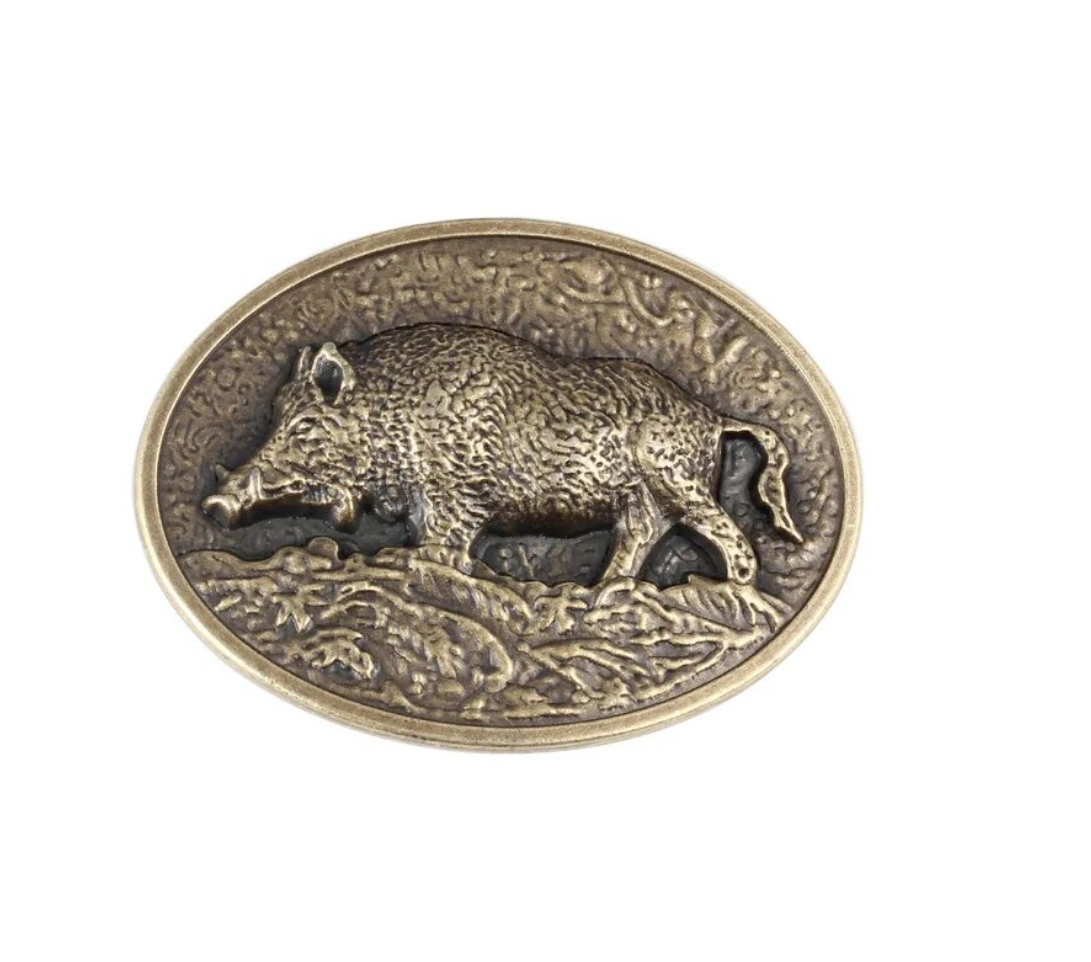 Gürtelschnalle Buckle Jagd für Gürtel bis 4 cm Metall Wildschwein Jäger Keiler