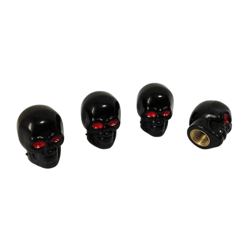 4x Ventilkappen „Dark Rider Skull“ – für Auto, Fahrrad & Motorrad