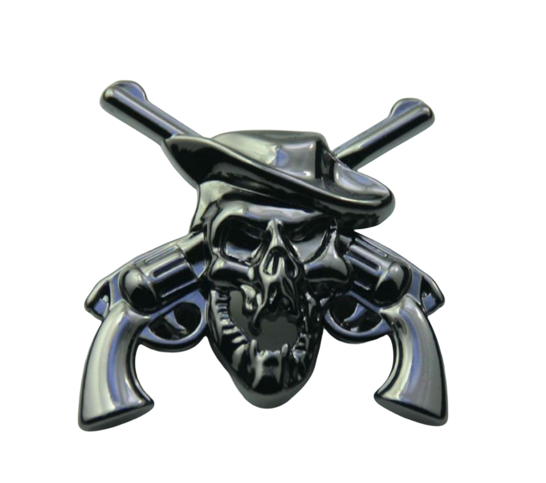 Revolver Colt Skull 38 mm Western Concho  zum Schrauben