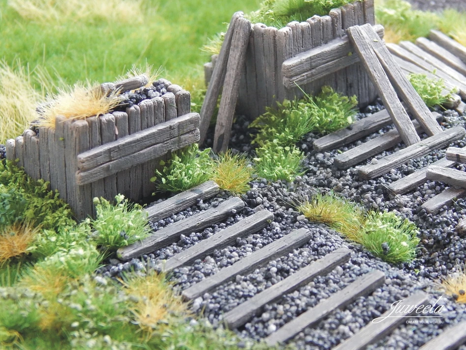 Juweela 28232 Prellbock Holz ( Bahnschwellen ) 2 Stück H0 1:87