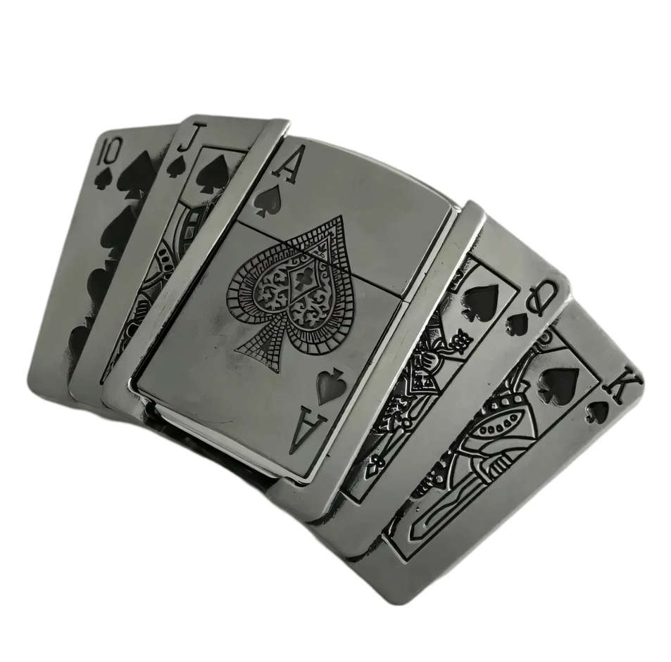 Gürtelschnalle Poker mit Feuerzeug Set für Gürtel bis 4 cm Breite