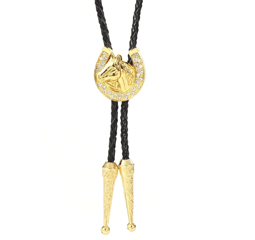 Western Bolo Tie „Sparkling Horse“ – Krawatte Texas Rodeo Indianer Style