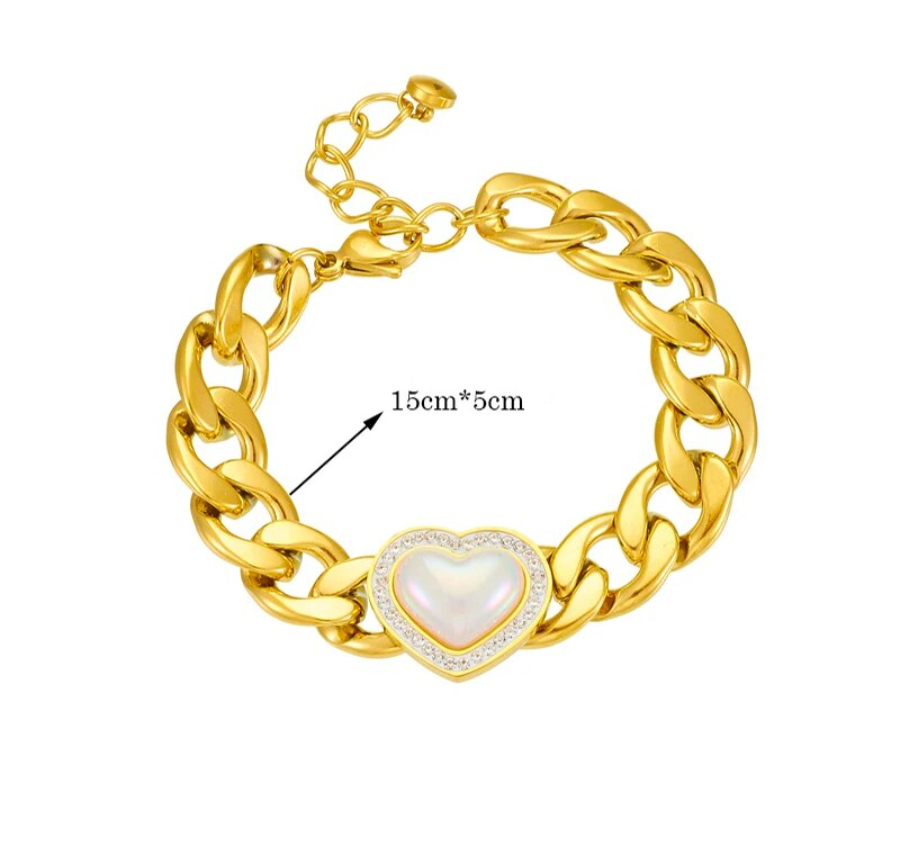 Schönes Armband Herz Schmuck Strasssteine Gold plattiert (vergoldet)
