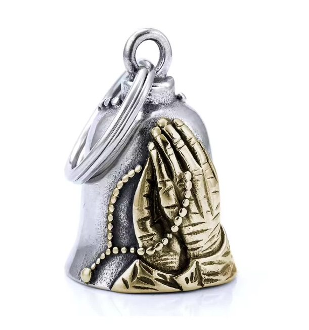 Biker Bell „Betende Hände & Rosenkranz“ – Glücksbringer