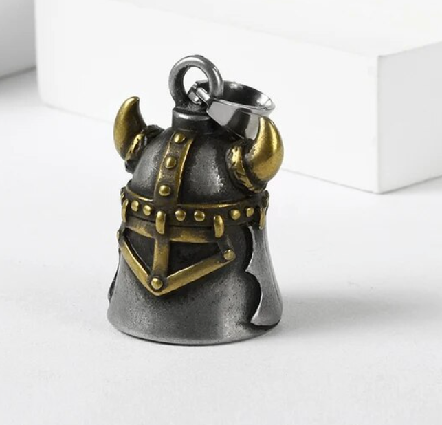 Biker Bell Glocke Metall Anhänger Motorrad Wikinger Helm Glücksbringer MC