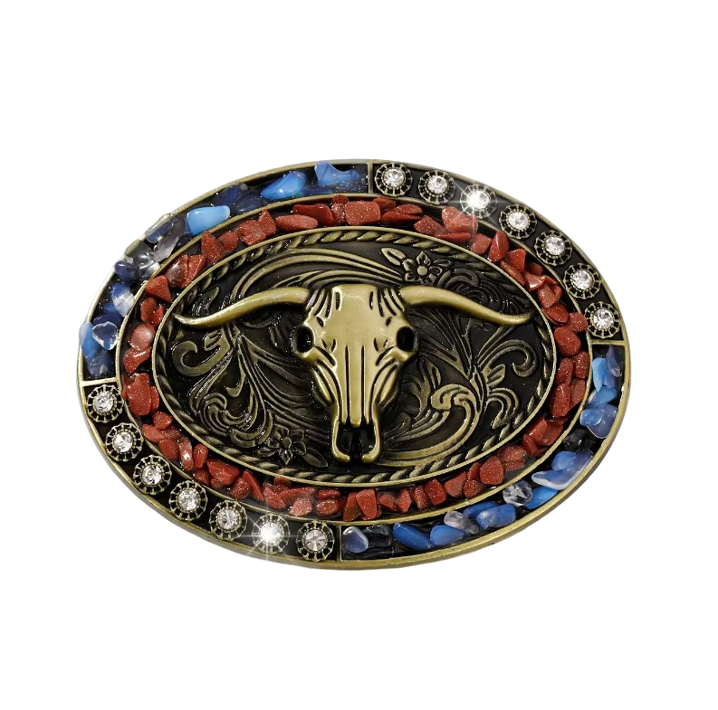 Gürtelschnalle „Longhorn Skull“ für Gürtel bis 4 cm Breite