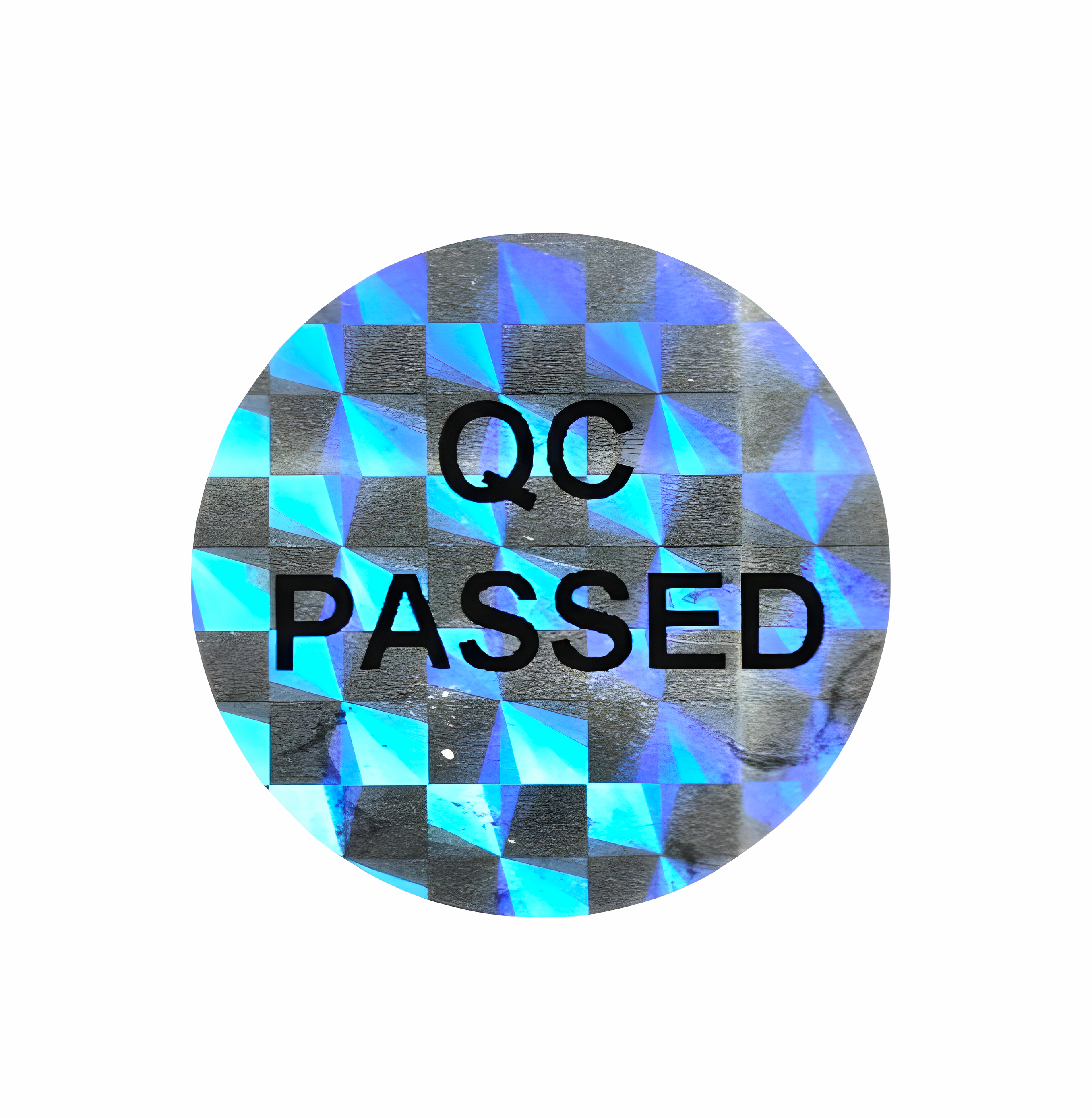 3D Hologramm Aufkleber 20 mm QC passed Qualitätskontrolle Silber/Gold