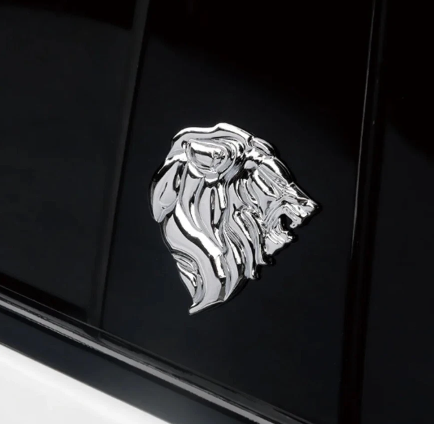 2 x 3D Metall Emblem „Löwenkopf“ – Auto Aufkleber Logo Tuning