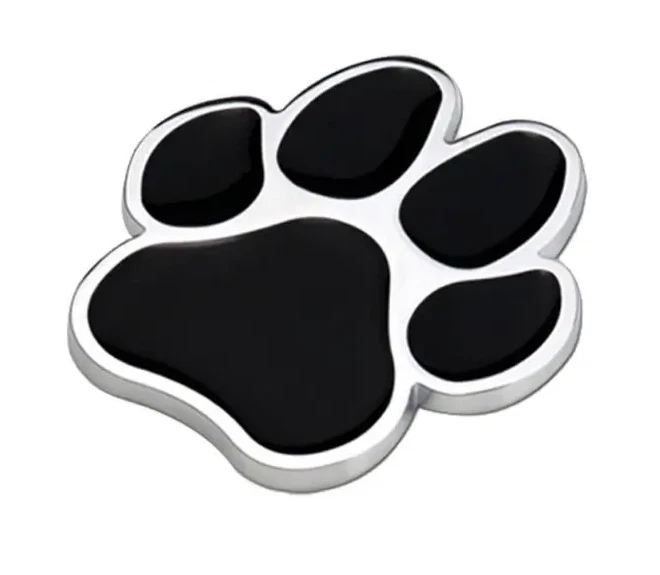 3D Metall Emblem „Tierpfote Silver and Black“ – Auto Aufkleber Logo Tuning
