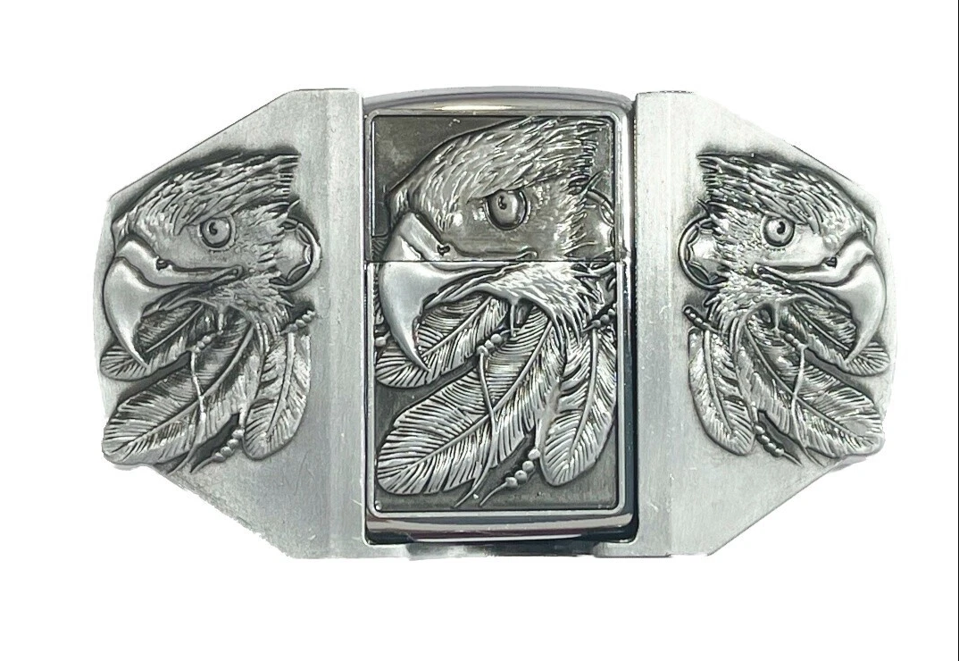 Gürtelschnalle Adler mit Feuerzeug Set für Gürtel bis 4 cm Breite