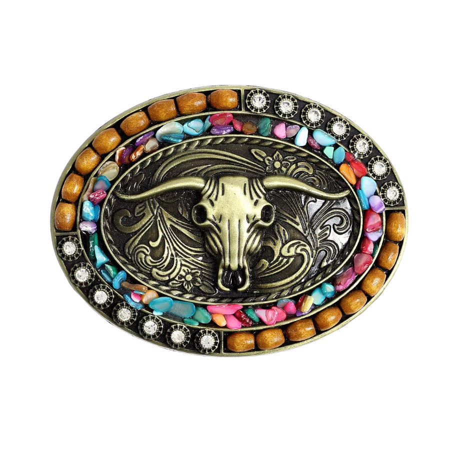Gürtelschnalle „Longhorn Skull“ für Gürtel bis 4 cm Breite