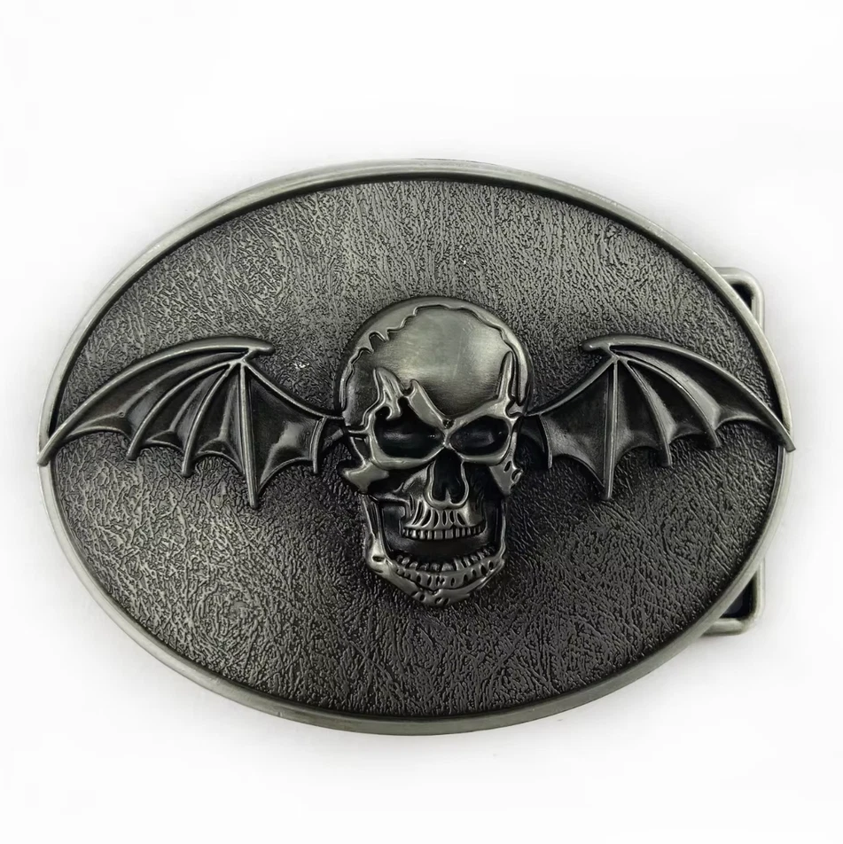 Gürtelschnalle Geflügelter Totenkopf für Gürtel bis 4 cm Breite