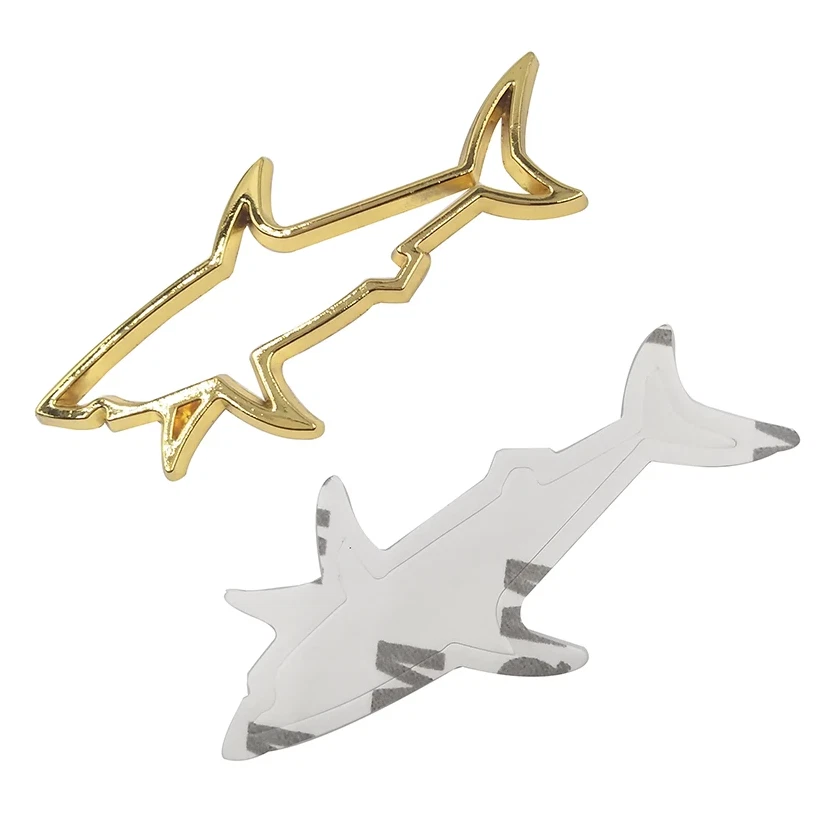 3D Metall Emblem „Golden Shark“ – Auto Aufkleber Logo Tuning