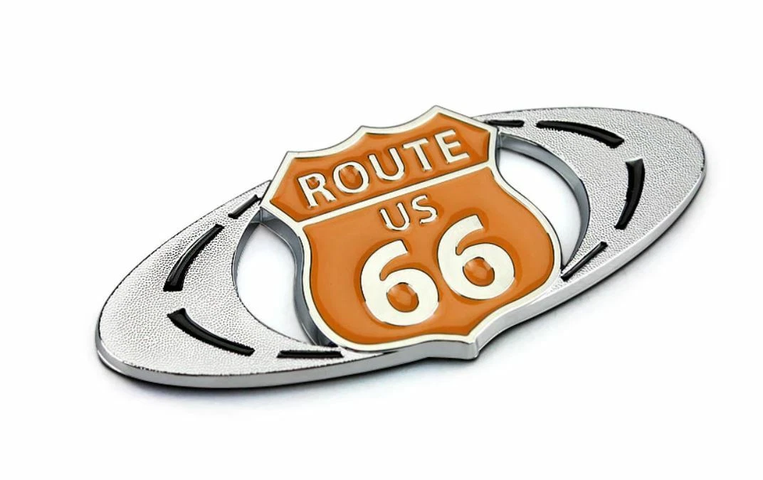 3D Metall Emblem „Route 66“ – Auto Aufkleber Logo Tuning