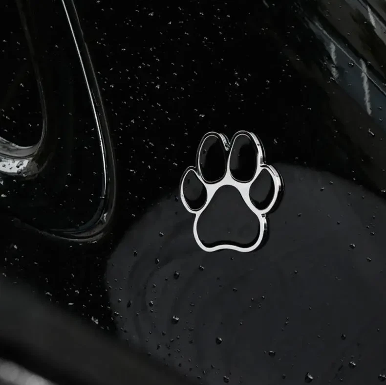 3D Metall Emblem „Tierpfote Silver and Black“ – Auto Aufkleber Logo Tuning