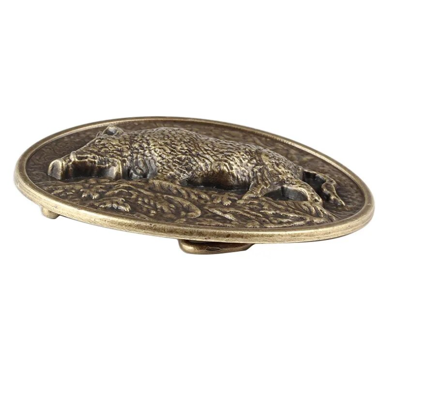 Gürtelschnalle Buckle Jagd für Gürtel bis 4 cm Metall Wildschwein Jäger Keiler
