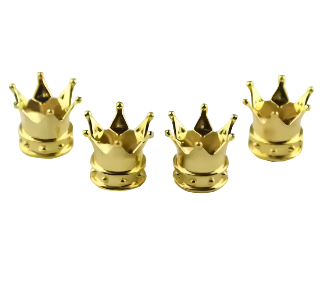 4x Ventilkappen Krone Gold – Reifendruck Schutz Auto Fahrrad Motorrad