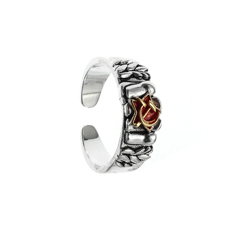 Ring Sowjetunion Hammer Sichel roter Stern Silber Gold Größenverstellbar