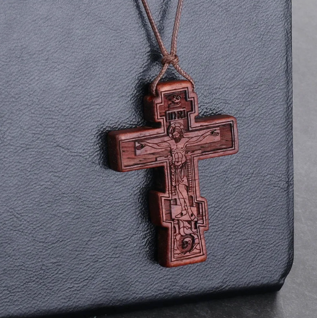 Kreuzkette Jesus Christus Kreuz Halskette Religion Kette Holz
