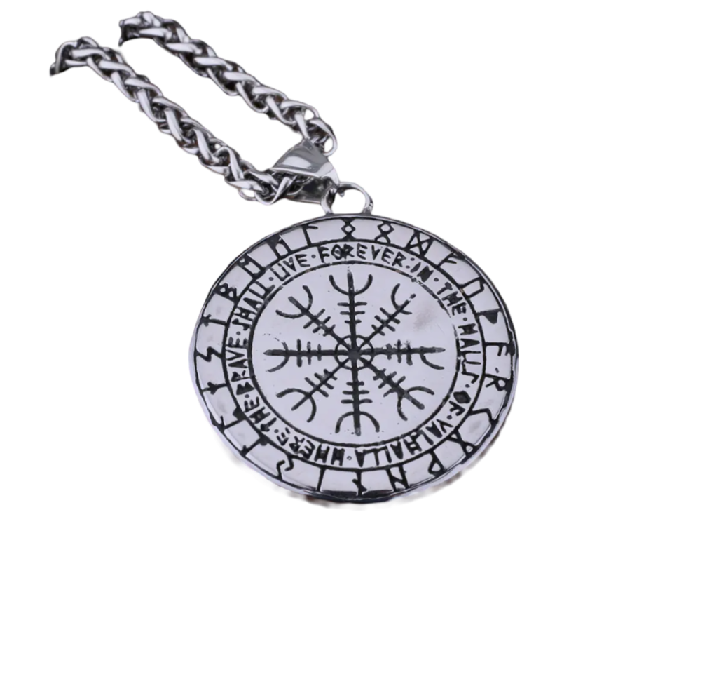 Nordische Halskette Kompass Rune Wikinger Amulett Anhänger 3,5 cm