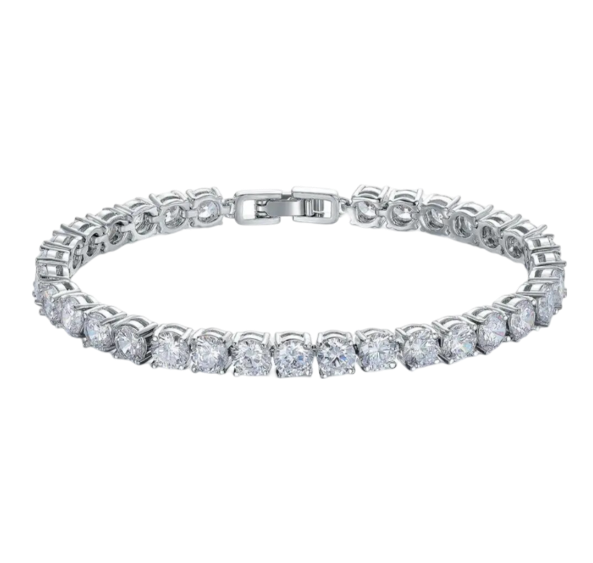Edles Tennis Armband Bracelet Schmuck Zirkonia Weißgold plattiert (vergoldet)