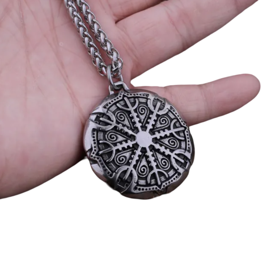 Nordische Halskette Kompass Rune Wikinger Amulett Anhänger 3,5 cm
