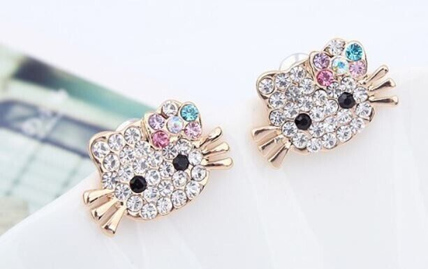 süße Ohrringe Katze Schmuck Ohrstecker Gold plattiert (vergoldet)