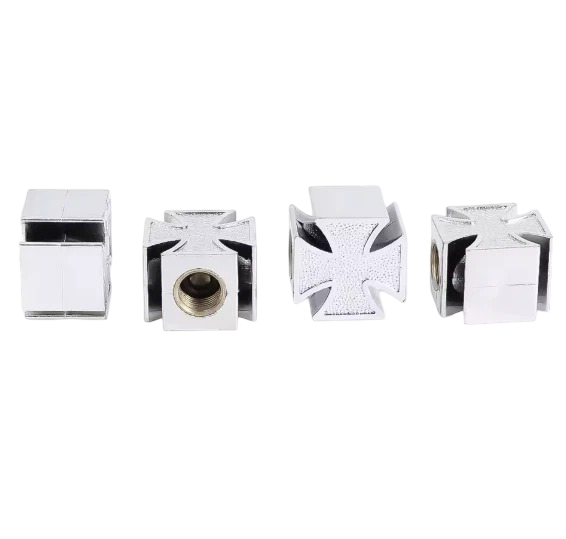 4x Ventilkappen Eisernes Kreuz Silber – Auto Motorrad Fahrrad Reifen Ventil