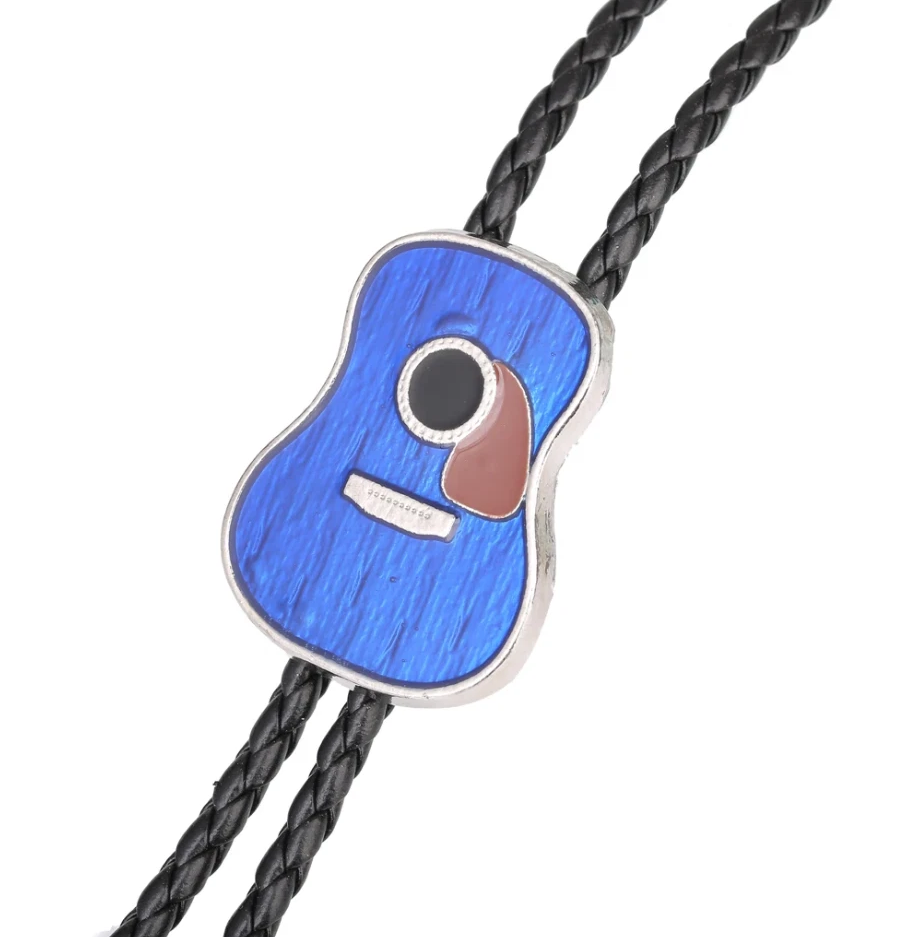 Western Bolo Tie „Blue Guitar“ – Krawatte Texas Rodeo Indianer Style