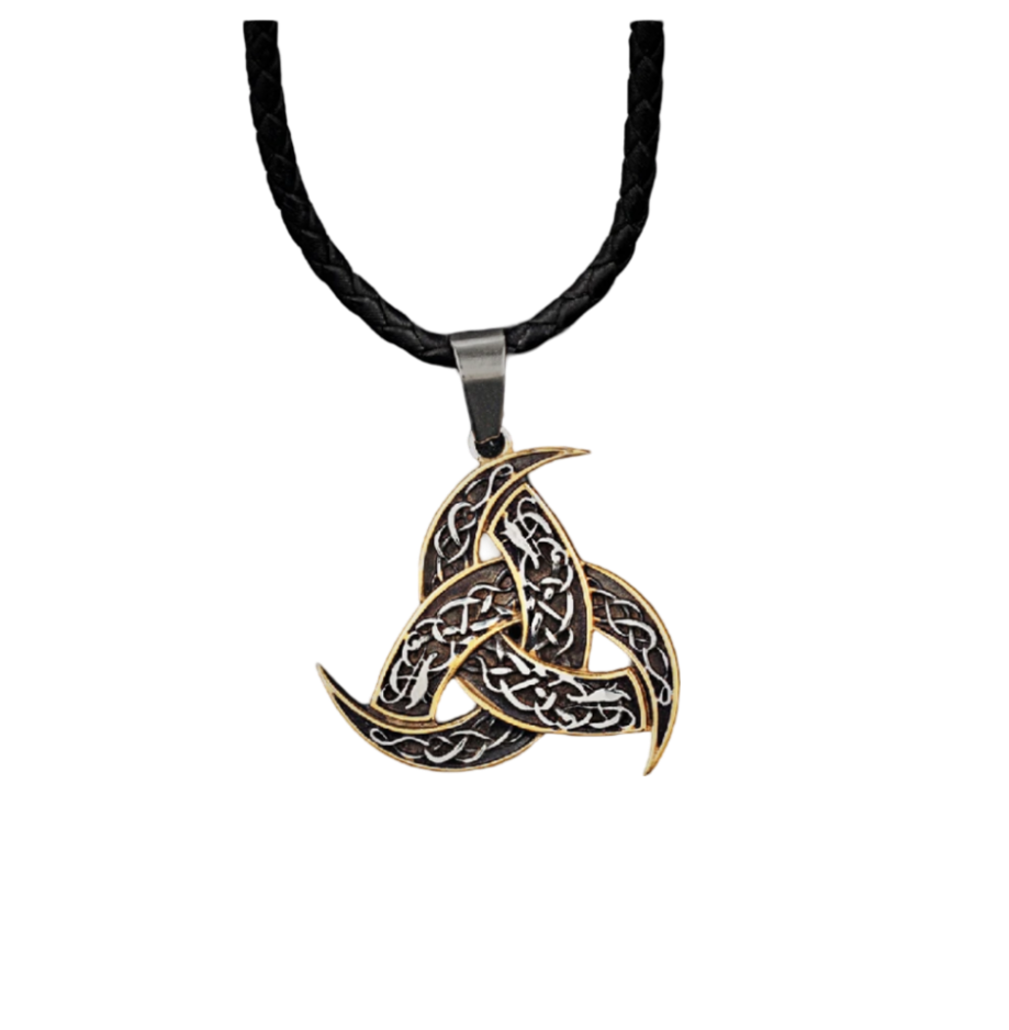 Nordische Halskette Keltischer Knoten Wikinger Amulett Edelstahl Gold 60 cm