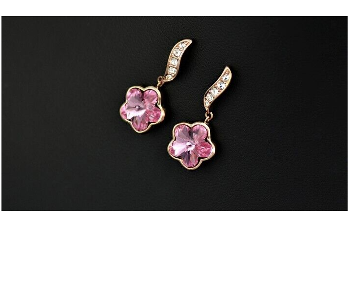 süße Ohrringe Schmuck Blume Zirkonia Ohrstecker Roségold plattiert (vergoldet)