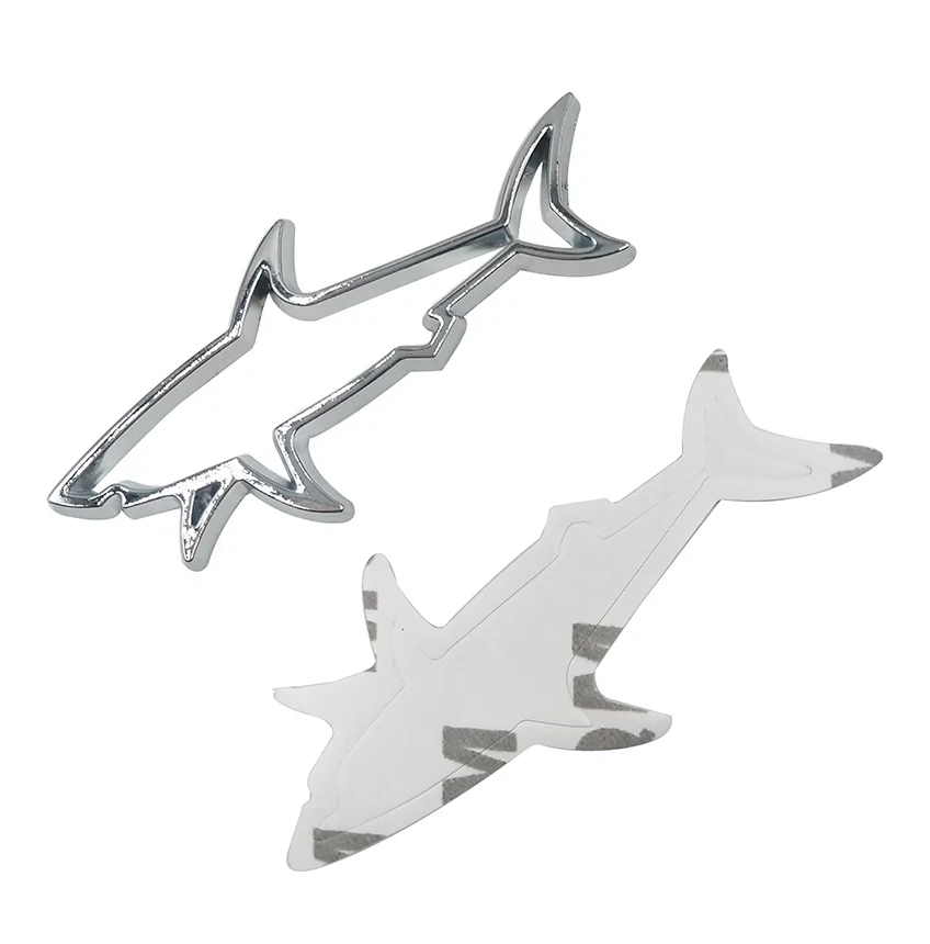 3D Metall Emblem „Silver Shark“ – Auto Aufkleber Logo Tuning