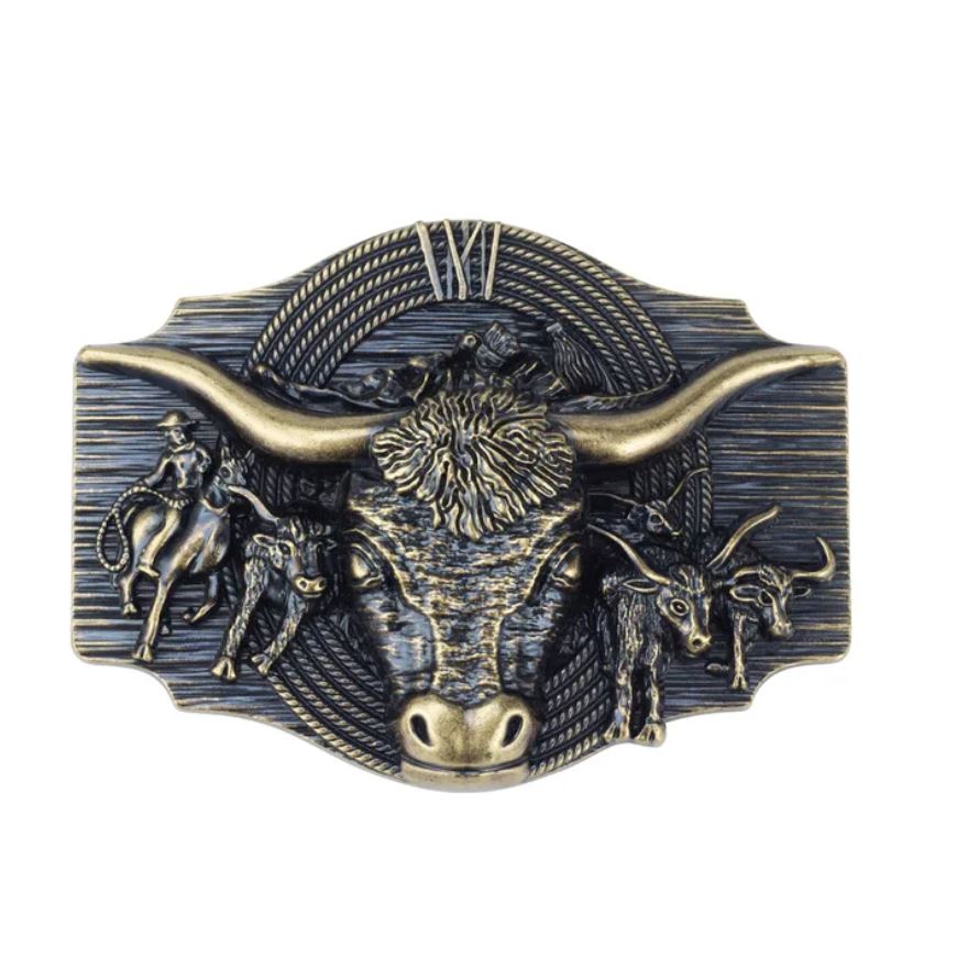 Gürtelschnalle Bison für Gürtel bis 4 cm Herde Indianer Western Longhorn