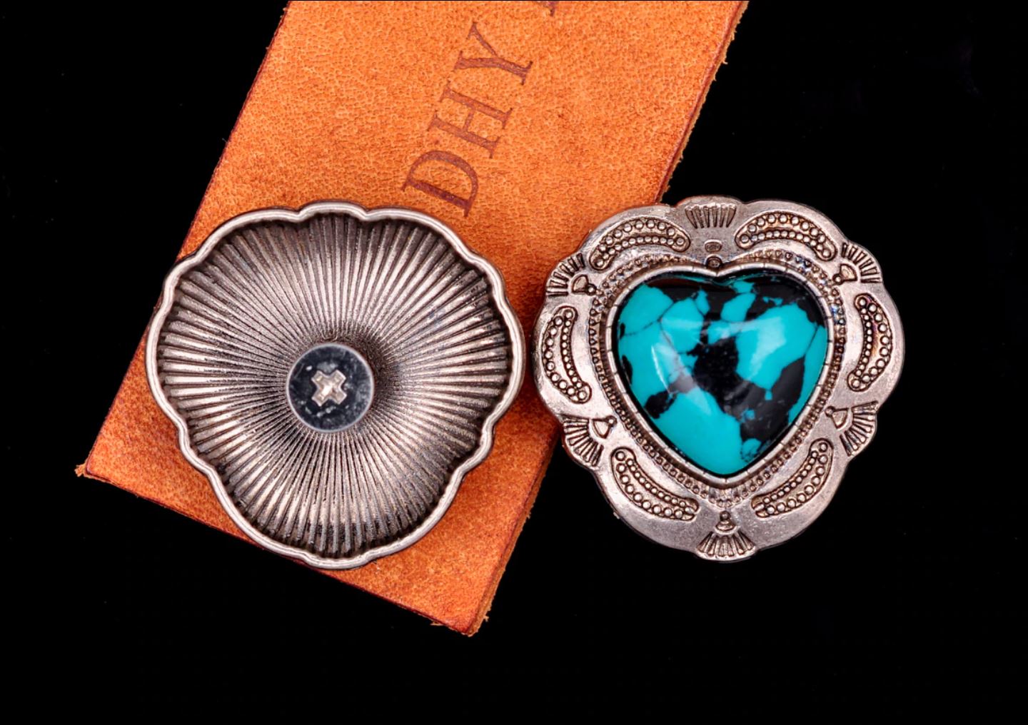 Herz 30 mm Western Concho zum Schrauben türkis