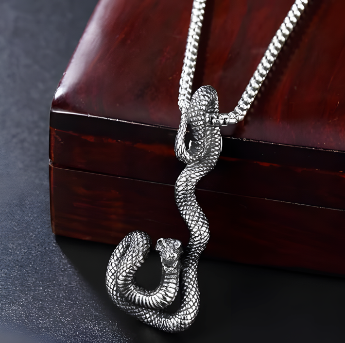 Halskette Schlangen Cobra Reptil Anhänger Edelstahl gothic 60 cm