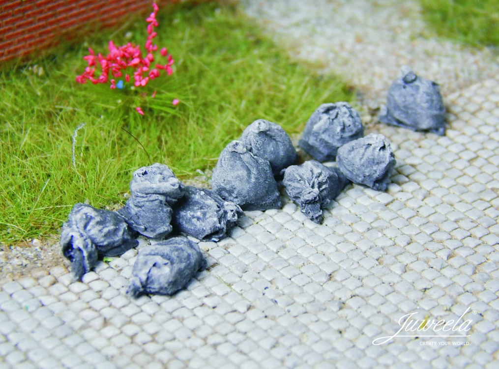 Juweela 28317 Abfallsäcke anthrazit - 1:87 - ~100 Stk. - Neu - Modellbau