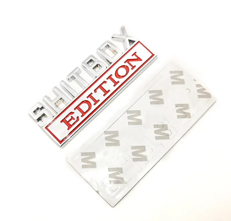 3D Metall-Emblem „Shitbox Edition“ – Auto Aufkleber Logo Tuning