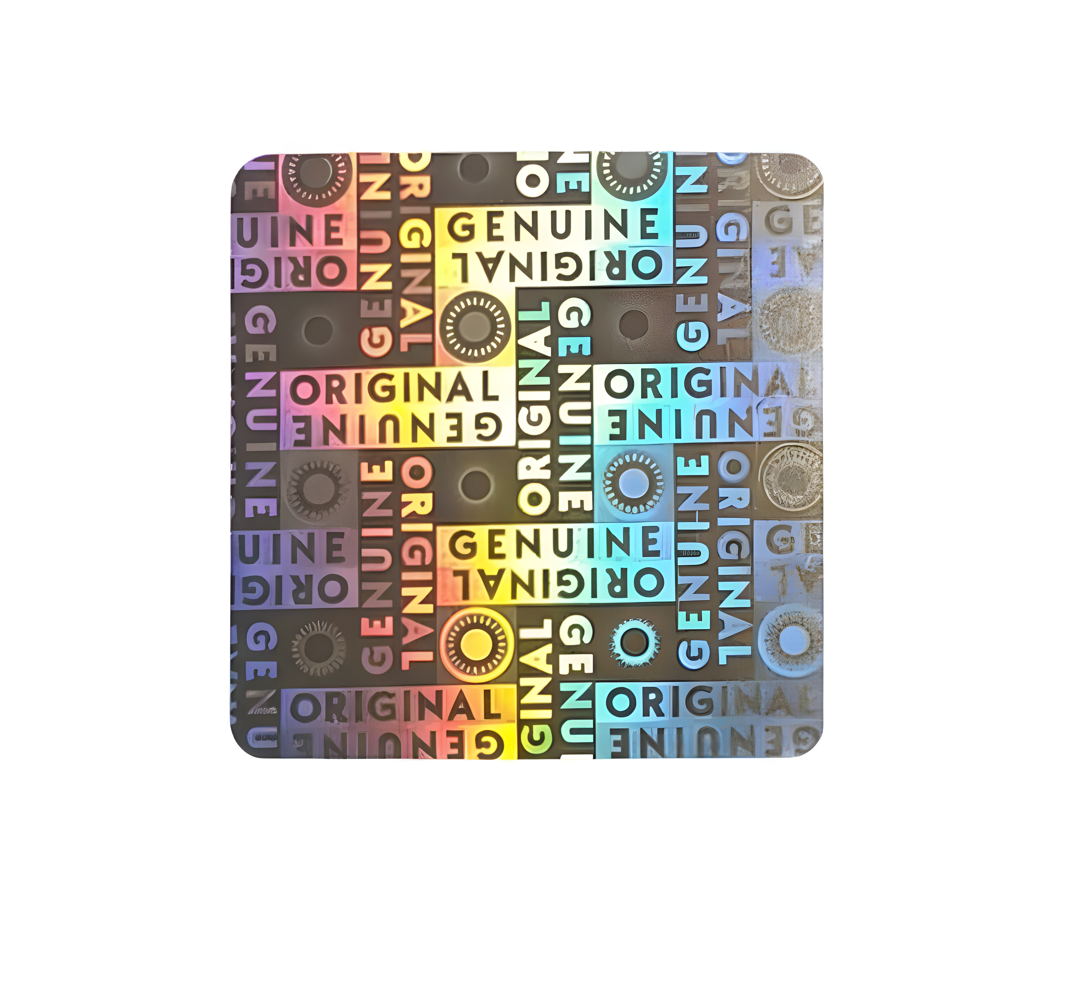 "Genuine" 3D Hologramm Sicherheitssiegel 25x25 mm Gold/Silber